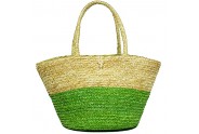 Straw Tote: Woven Wheat Straw Tote - 2 Tones - Lime - BG-R11053LM